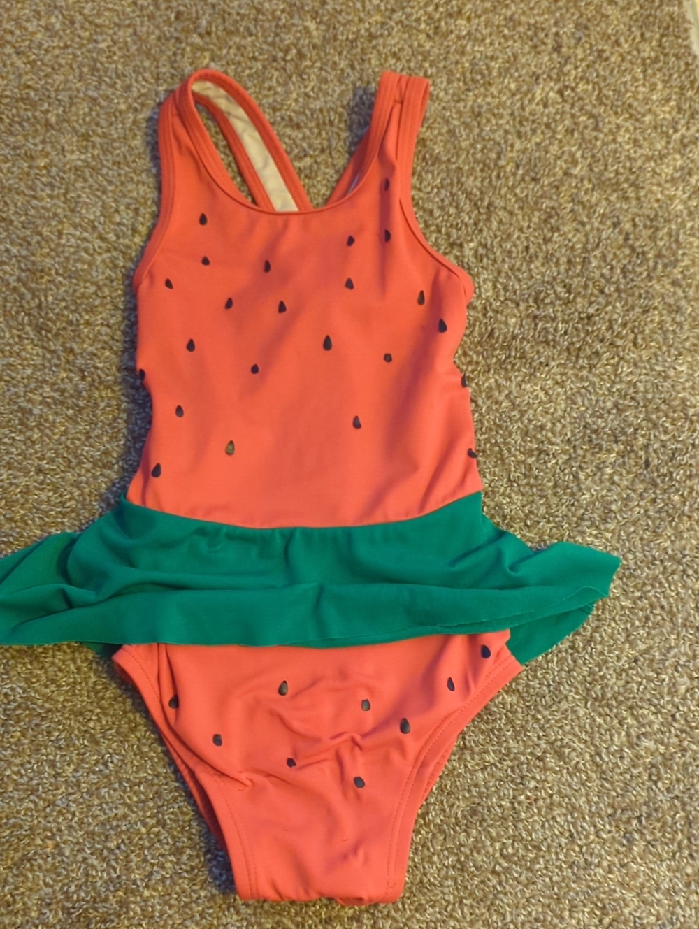 Hanna Andersson 3T Watermelon Print One-Piece Swimsuit with Green Ruffle